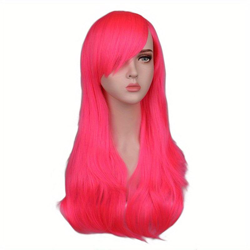 Pink Long Loose Curly Hair Wigs for Cosplay Costume Party