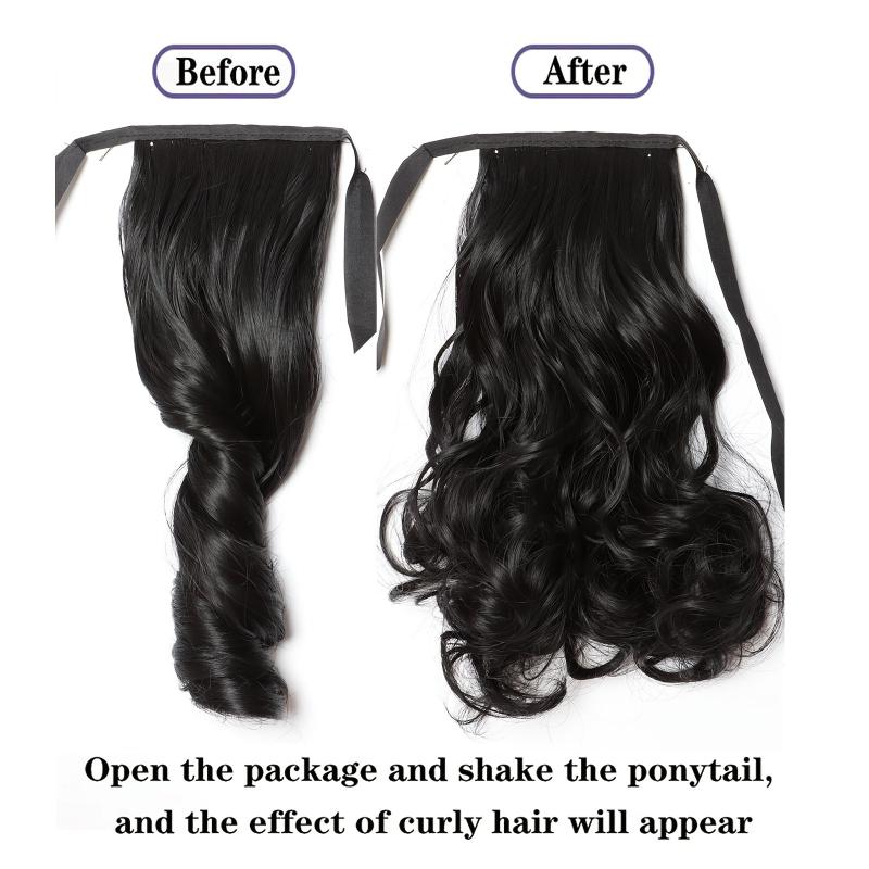 Curly Wavy Ponytail Extensions Synthetic Hair Clip In Natural Daily Use