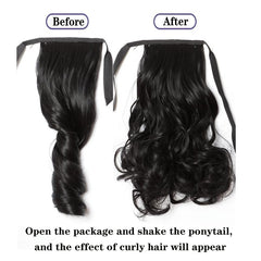 Curly Wavy Ponytail Extensions Synthetic Hair Clip In Natural Daily Use
