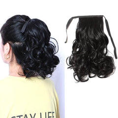 Curly Wavy Ponytail Extensions Synthetic Hair Clip In Natural Daily Use