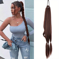 Blonde Braided Ponytail Extension Hairpiece With Hair Tie