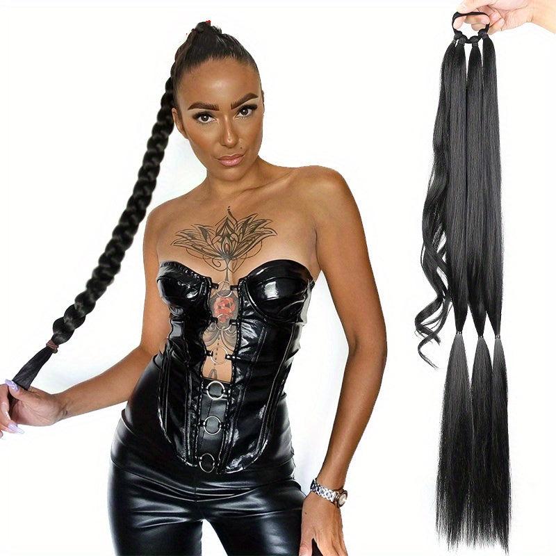 Blonde Braided Ponytail Extension Hairpiece With Hair Tie