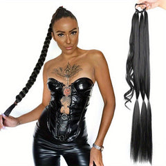 Blonde Braided Ponytail Extension Hairpiece With Hair Tie
