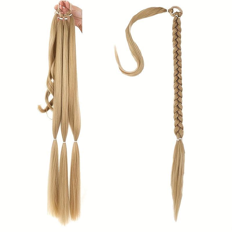 Blonde Braided Ponytail Extension Hairpiece With Hair Tie