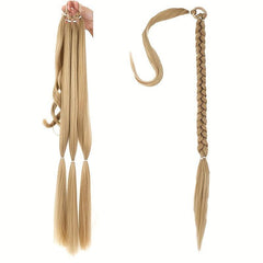 Blonde Braided Ponytail Extension Hairpiece With Hair Tie