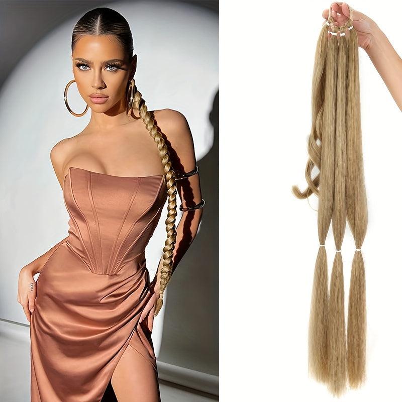 Blonde Braided Ponytail Extension Hairpiece With Hair Tie
