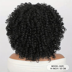 Afro Curly Kinky Hair Wigs With Bangs Shoulder Length 35 56 Cm