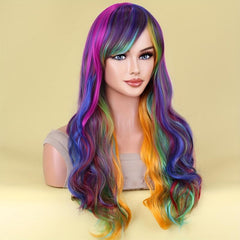 Colorful Ombre Synthetic Wig Long Curly Hair for Women