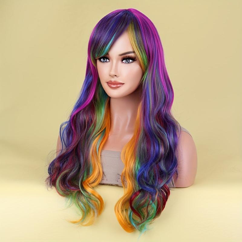 Colorful Ombre Synthetic Wig Long Curly Hair for Women