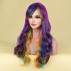 Colorful Ombre Synthetic Wig Long Curly Hair for Women