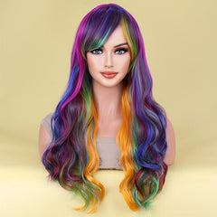 Colorful Ombre Synthetic Wig Long Curly Hair for Women