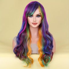 Colorful Ombre Synthetic Wig Long Curly Hair for Women