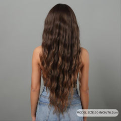 Brown Curly Wig with Bangs - Mid Length Wavy Hair