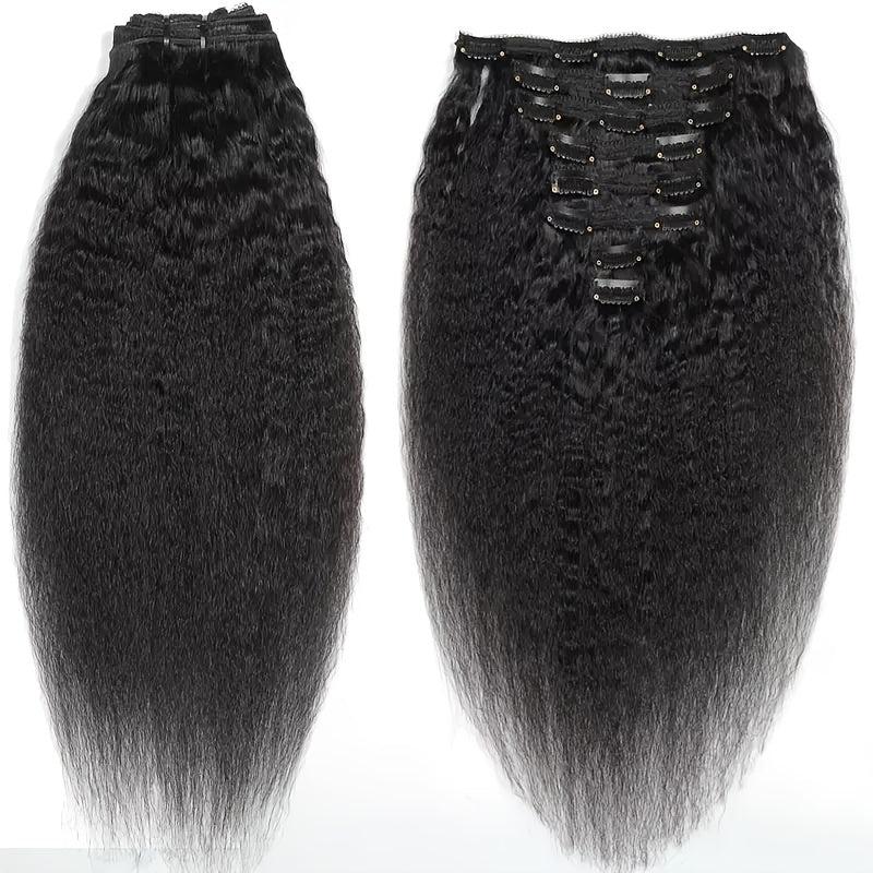 Brazilian Clip In Human Hair Extensions Curly Full Head Clip On Hair Extension