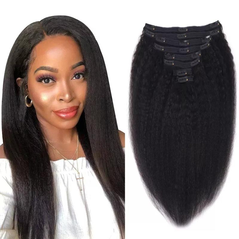 Brazilian Clip In Human Hair Extensions Curly Full Head Clip On Hair Extension