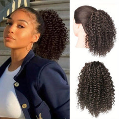 25cm Afro Kinky Curly Ponytail Extensions Clip In Hair Extension Natural Look