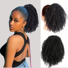 25cm Afro Kinky Curly Ponytail Extensions Clip In Hair Extension Natural Look