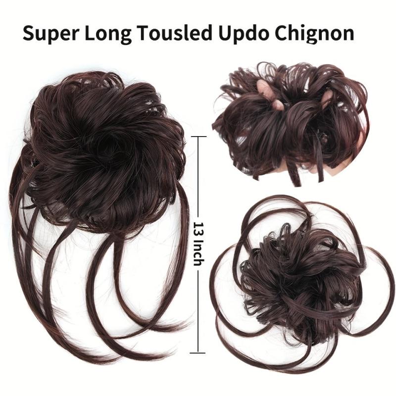 Messy Curly Wavy Hair Bun Chignon Elastic Scrunchy False Hair