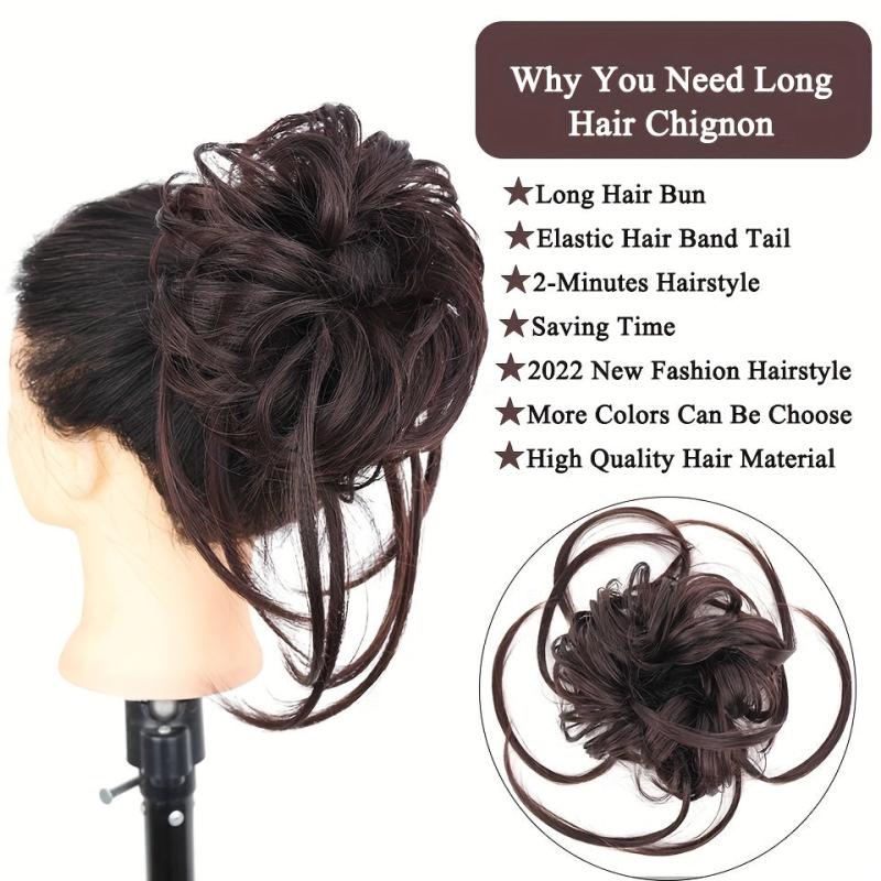 Messy Curly Wavy Hair Bun Chignon Elastic Scrunchy False Hair
