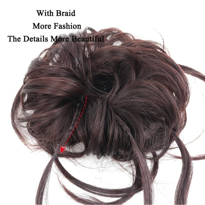 Messy Curly Wavy Hair Bun Chignon Elastic Scrunchy False Hair