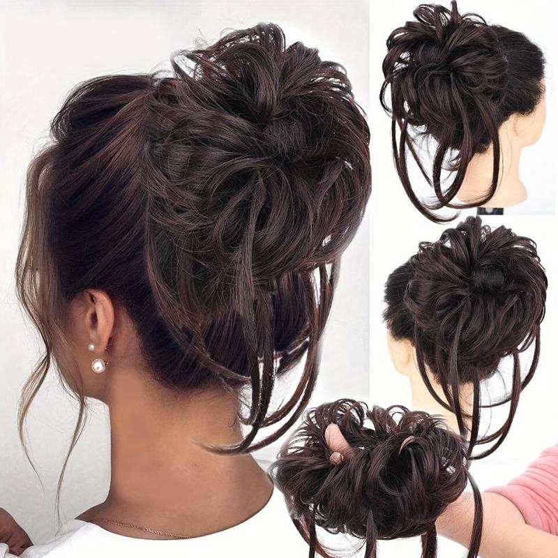 Messy Curly Wavy Hair Bun Chignon Elastic Scrunchy False Hair