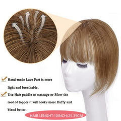 Human Hair Topper With Bangs Clip In 100% Human Hair Pieces for Thinning Hair