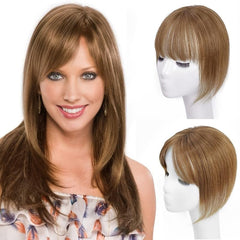 Human Hair Topper With Bangs Clip In 100% Human Hair Pieces for Thinning Hair