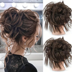 Synthetic Hair Bun Messy Curly Wavy Hair Pieces Rubber Band Scrunchie