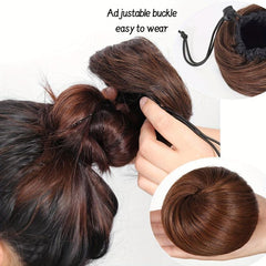 Chignon Hair Bun Elastic Band Straight Hair Chignon Extension