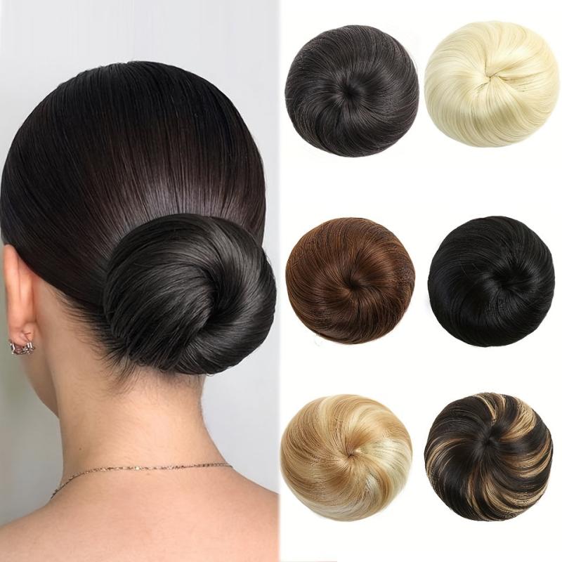Chignon Hair Bun Elastic Band Straight Hair Chignon Extension