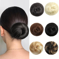 Chignon Hair Bun Elastic Band Straight Hair Chignon Extension