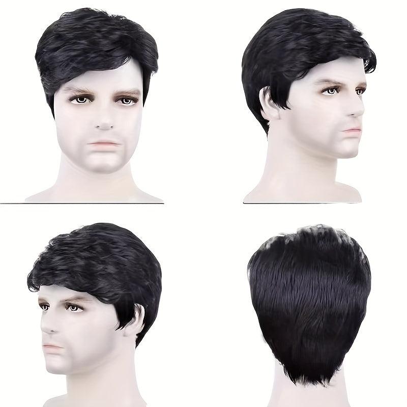 Ombre Grey Brown Short Straight Hair Wigs For Men