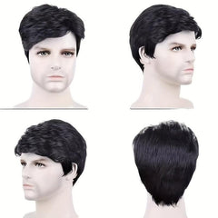 Ombre Grey Brown Short Straight Hair Wigs For Men