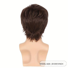 Ombre Grey Brown Short Straight Hair Wigs For Men