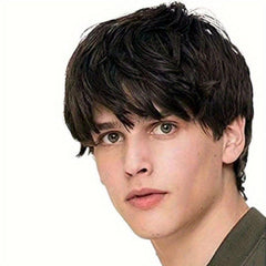 Ombre Grey Brown Short Straight Hair Wigs For Men
