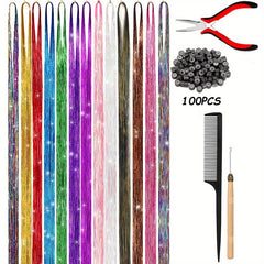 13pcs Party Highlight Straight Tinsel Hair Extensions