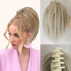 Messy Braided Bun Synthetic Straight Ponytail Hair Piece