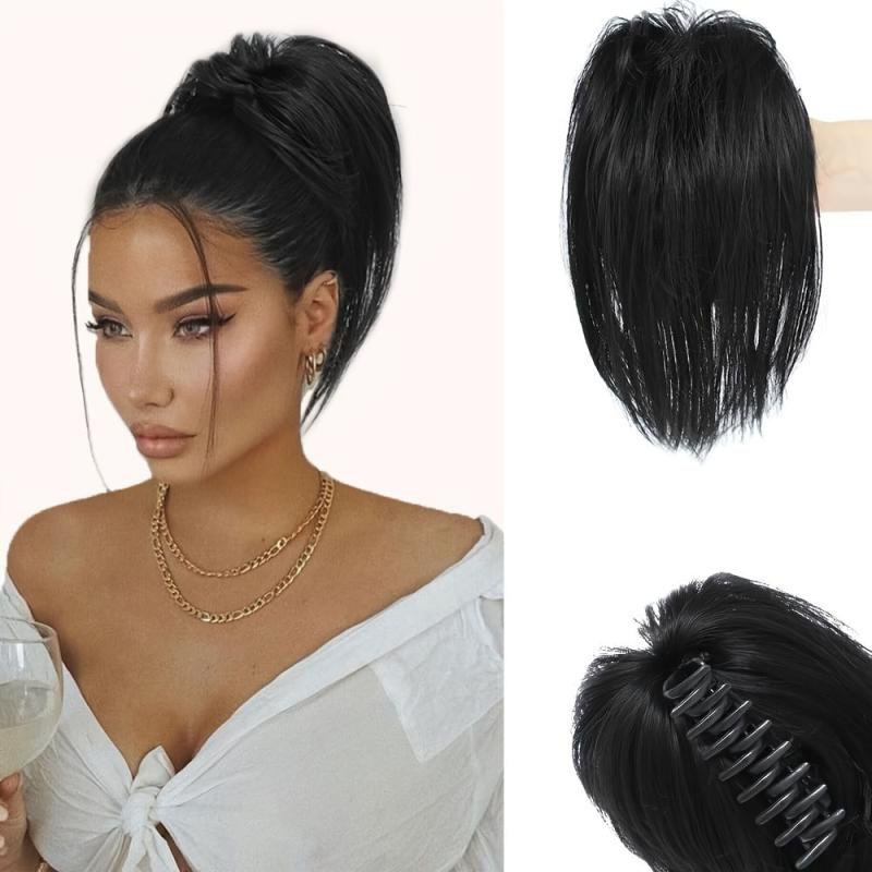 Messy Braided Bun Synthetic Straight Ponytail Hair Piece