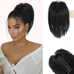 Messy Braided Bun Synthetic Straight Ponytail Hair Piece