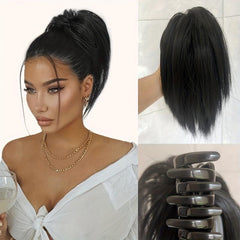 Messy Braided Bun Synthetic Straight Ponytail Hair Piece