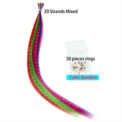 Colorful Feather Crochet Hair Extensions Synthetic Hair Pieces