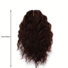 Dark Brown Women's Clip Topper Top Wig Middle Part Hairpiece