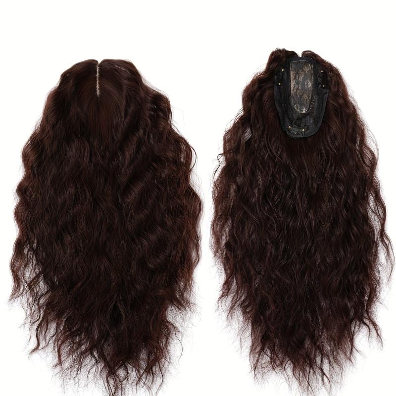 Dark Brown Women's Clip Topper Top Wig Middle Part Hairpiece