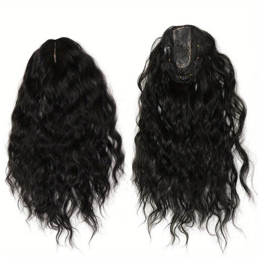 Dark Brown Women's Clip Topper Top Wig Middle Part Hairpiece