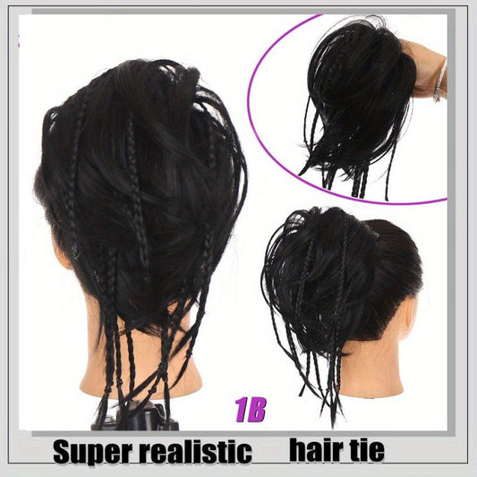 Women's Hair Bun Band Twists Braid Pony Tail Loop Net Red Medium Long