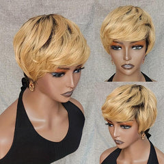 Pixie Cut Wig Human Hair Wigs With Bangs Short Wigs For Women Human Hair