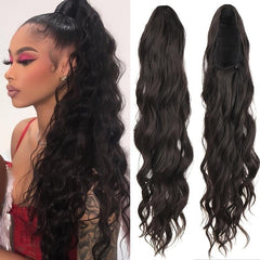 Long Curly Wavy Drawstring Ponytail Extension Clip Hair for Women Girls
