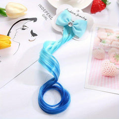 Ombre Long Curly Hair Pieces Synthetic Clip In Extensions
