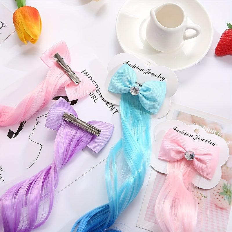 Ombre Long Curly Hair Pieces Synthetic Clip In Extensions