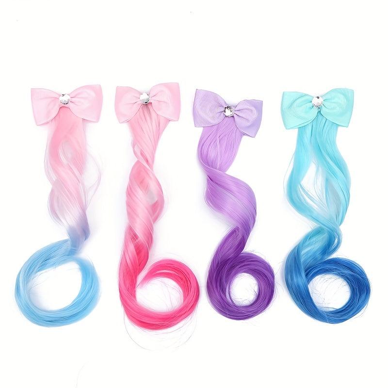 Ombre Long Curly Hair Pieces Synthetic Clip In Extensions